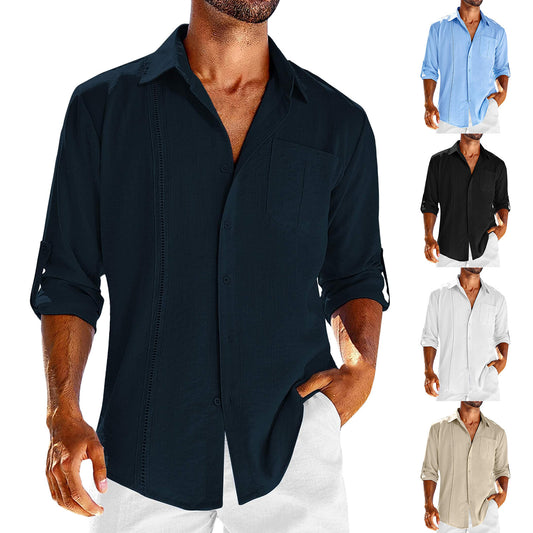 Casual  Long Sleeve Shirt With Pocket button up